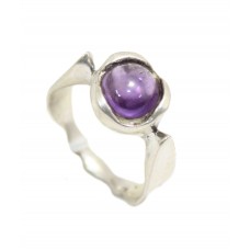 Ring Silver Sterling 925 Amethyst Women's Natural Handmade Purple Gemstone A821